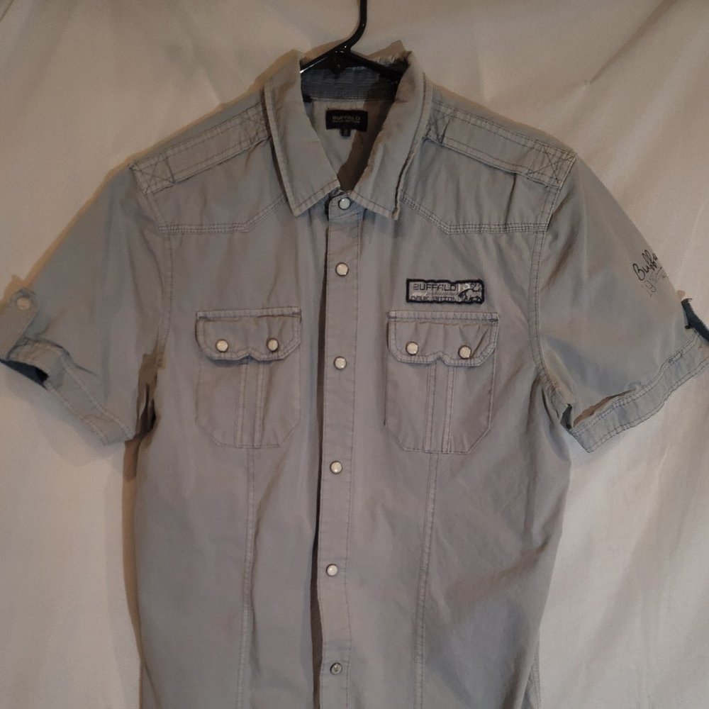 Buffalo David Bittton Light Blue Stonewashed Button Down Shirt